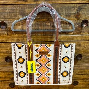 Wrangler‎ Brown and Cream Geometric Tote Bag
